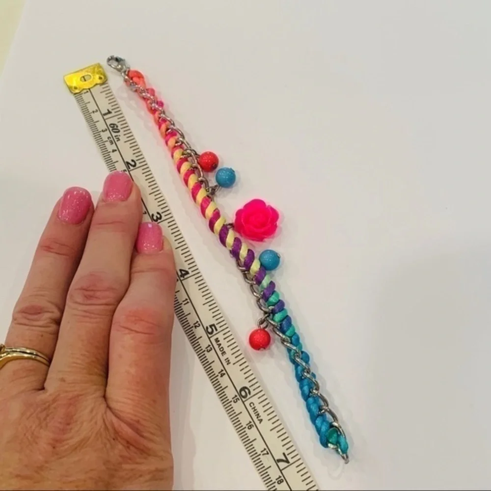 FREE w/ any purchase Bright Colorful acrylic rose charm cord - Picture 2 of 6